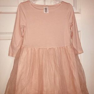 Girls pink dress with tulle overlay